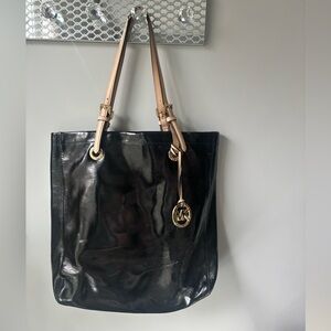 Michael Kors Black Patten Leather Tote Bag